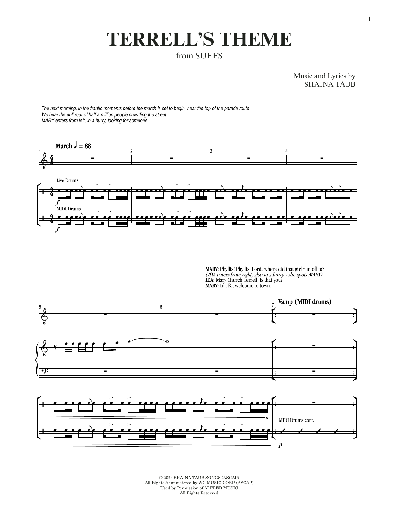 Shaina Taub Terrell's Theme (from Suffs) Sheet Music Notes & Chords for Piano & Vocal - Download or Print PDF