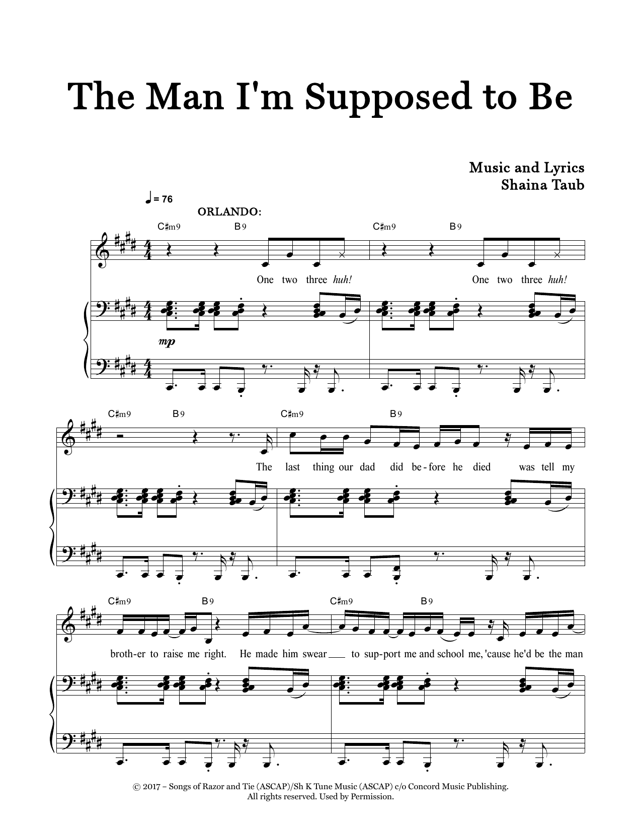 Shaina Taub The Man I'm Supposed To Be (from As You Like It) Sheet Music Notes & Chords for Piano & Vocal - Download or Print PDF