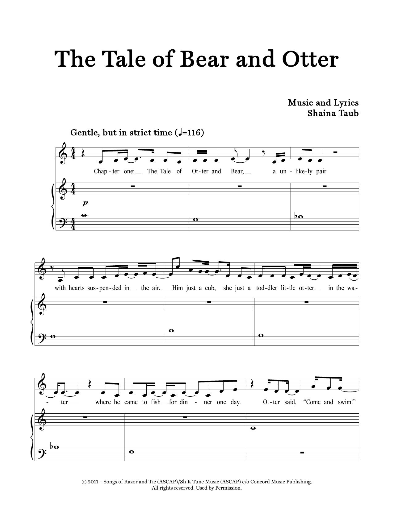 Shaina Taub The Tale Of Bear And Otter Sheet Music Notes & Chords for Piano & Vocal - Download or Print PDF