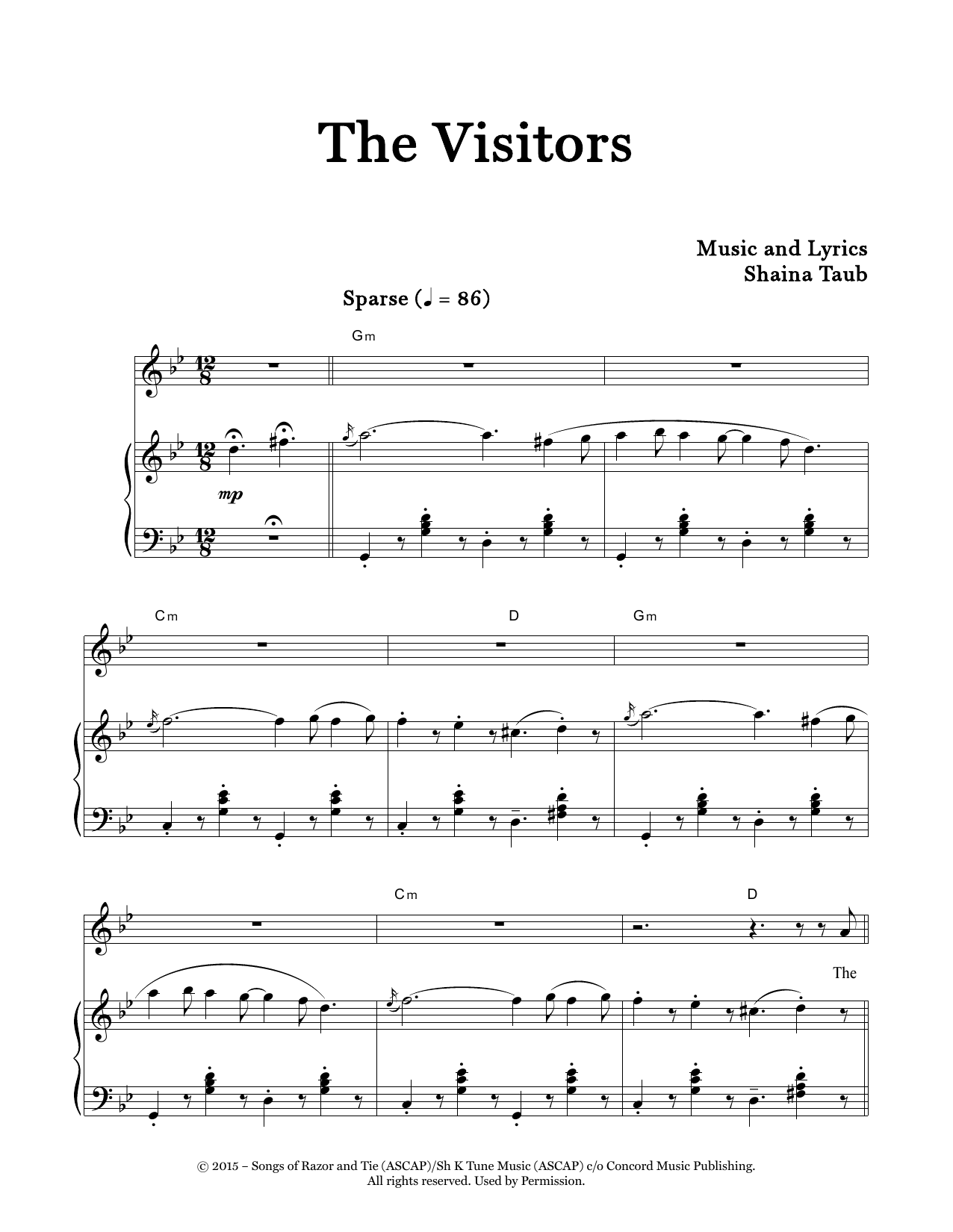 Shaina Taub The Visitors Sheet Music Notes & Chords for Piano & Vocal - Download or Print PDF