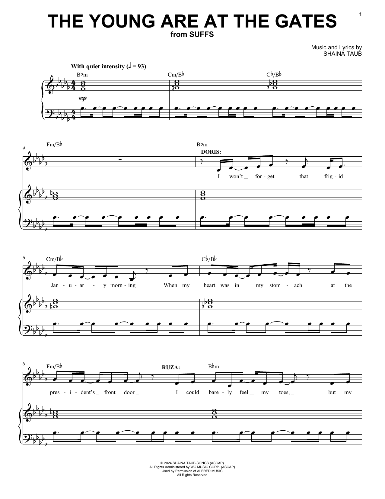 Shaina Taub The Young Are At The Gates (from Suffs) Sheet Music Notes & Chords for Piano & Vocal - Download or Print PDF