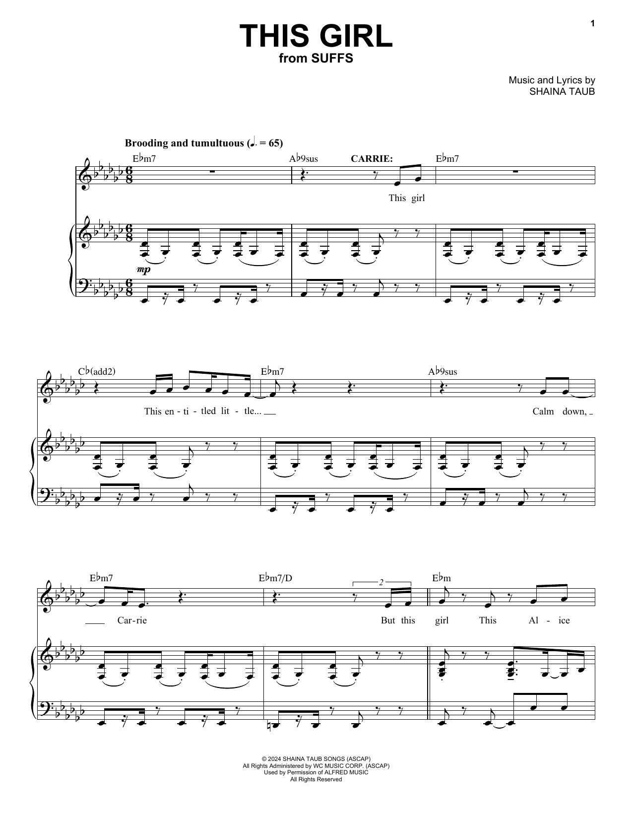 Shaina Taub This Girl (from Suffs) Sheet Music Notes & Chords for Piano & Vocal - Download or Print PDF