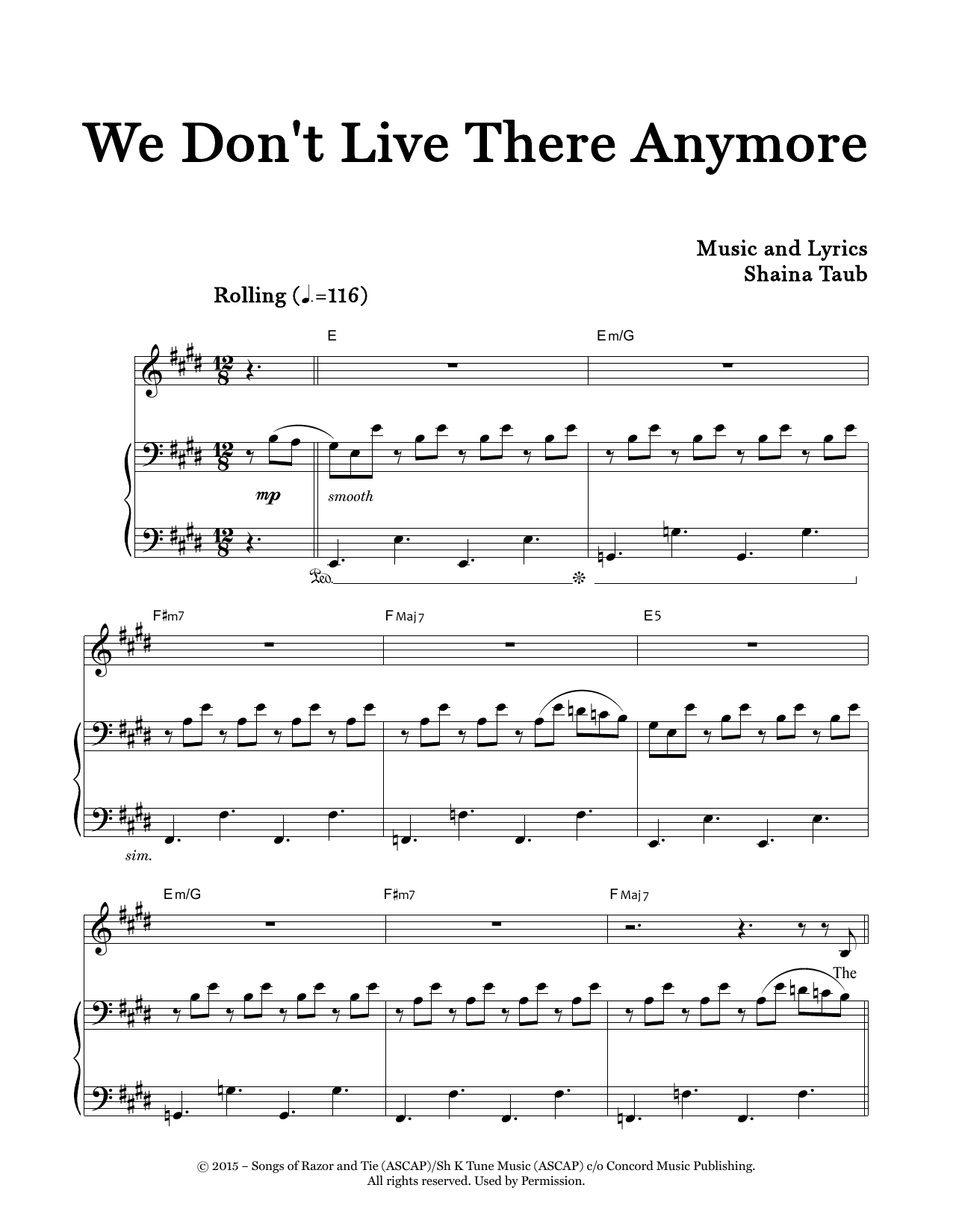 Shaina Taub We Don't Live There Sheet Music Notes & Chords for Piano & Vocal - Download or Print PDF