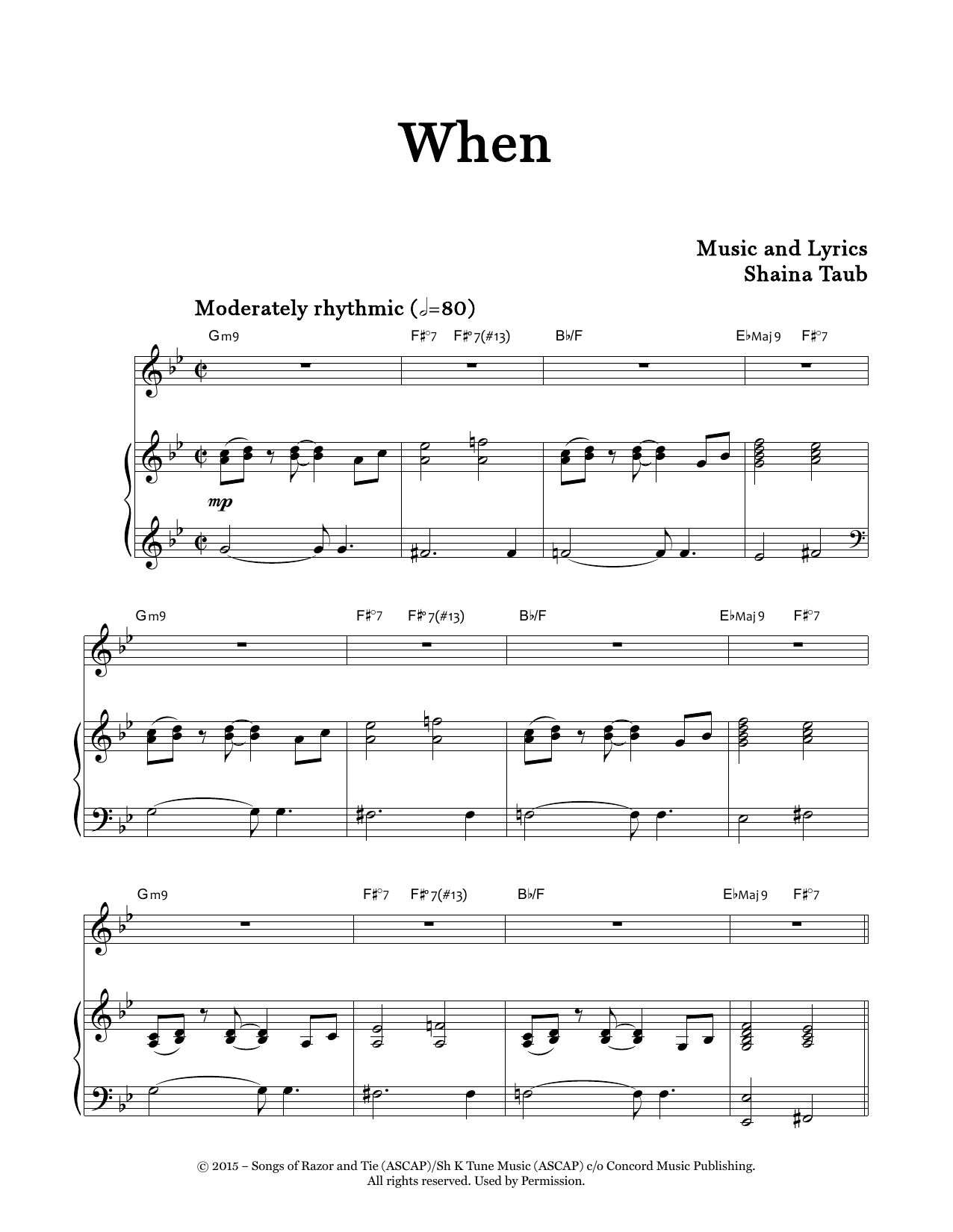 Shaina Taub When Sheet Music Notes & Chords for Piano & Vocal - Download or Print PDF