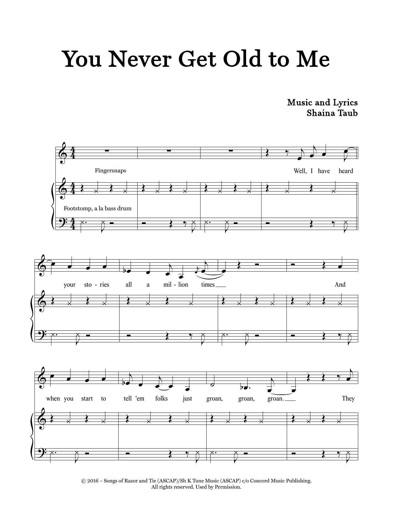 Shaina Taub Never Get Old To Me Sheet Music Notes & Chords for Piano & Vocal - Download or Print PDF