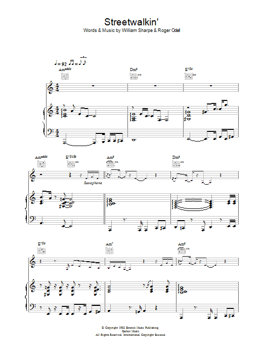 Shakatak Streetwalkin' Sheet Music Notes & Chords for Piano, Vocal & Guitar - Download or Print PDF