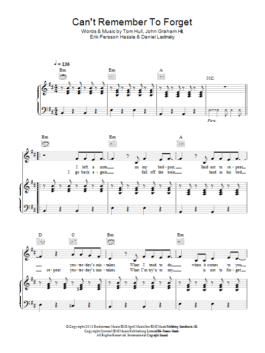 Shakira feat. Rihanna Can't Remember To Forget You Sheet Music Notes & Chords for Piano, Vocal & Guitar (Right-Hand Melody) - Download or Print PDF