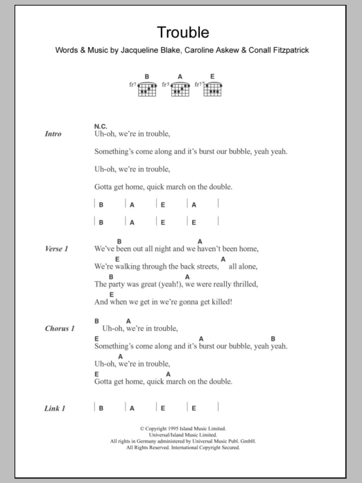 Shampoo Trouble Sheet Music Notes & Chords for Lyrics & Chords - Download or Print PDF