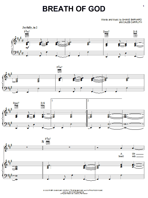 Shane & Shane Breath Of God Sheet Music Notes & Chords for Piano, Vocal & Guitar (Right-Hand Melody) - Download or Print PDF