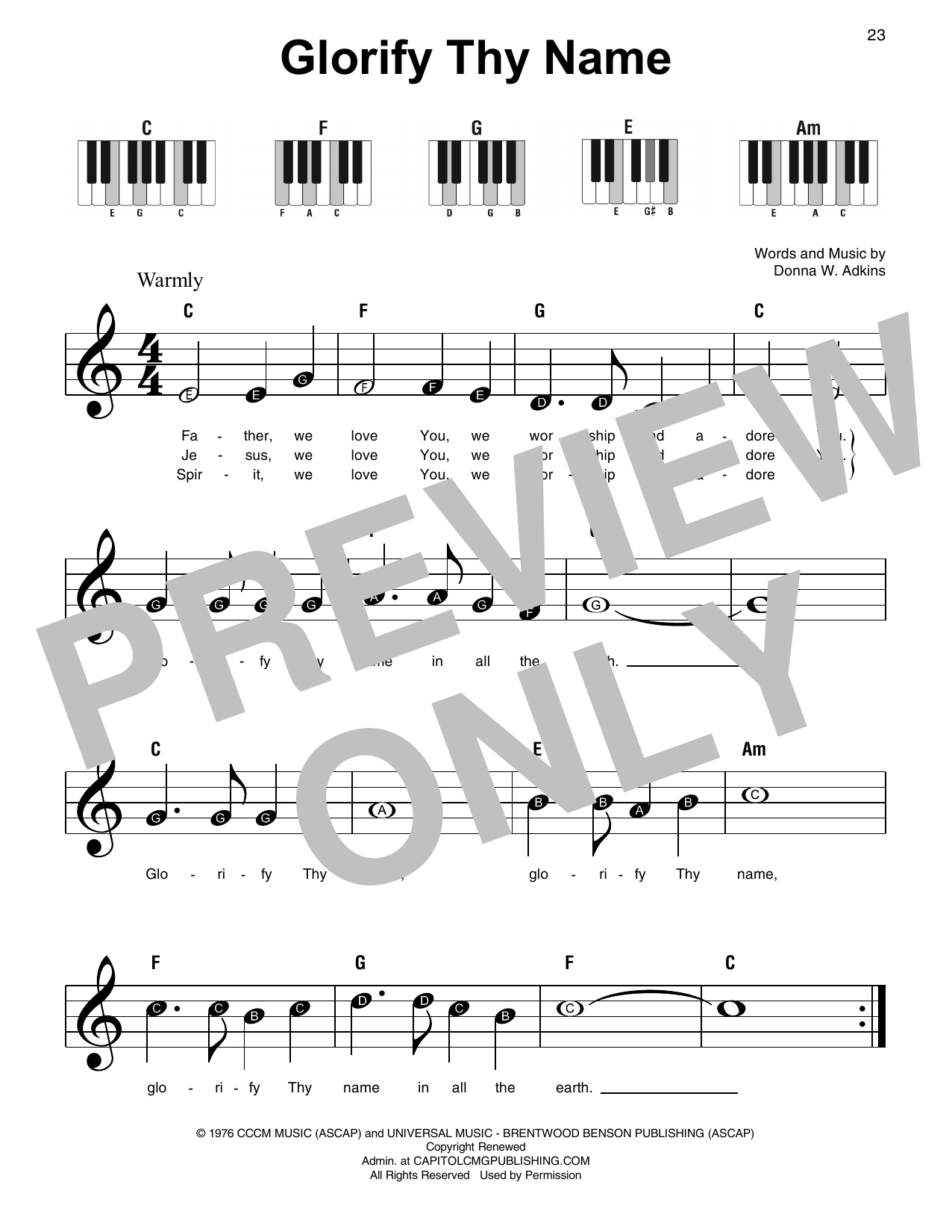 Shane & Shane Glorify Thy Name Sheet Music Notes & Chords for Super Easy Piano - Download or Print PDF