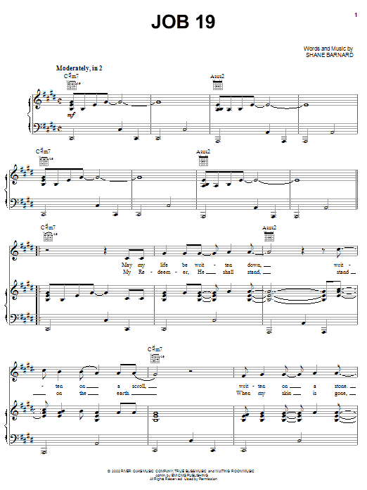 Shane & Shane Job 19 Sheet Music Notes & Chords for Piano, Vocal & Guitar (Right-Hand Melody) - Download or Print PDF