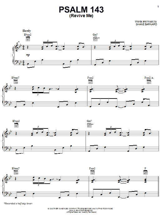 Shane & Shane Psalm 143 (Revive Me) Sheet Music Notes & Chords for Piano, Vocal & Guitar (Right-Hand Melody) - Download or Print PDF