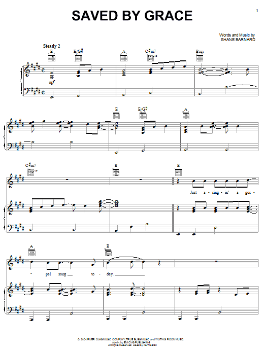 Shane & Shane Saved By Grace Sheet Music Notes & Chords for Piano, Vocal & Guitar (Right-Hand Melody) - Download or Print PDF