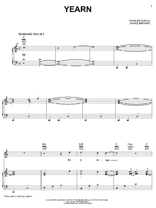 Shane & Shane Yearn Sheet Music Notes & Chords for Piano, Vocal & Guitar (Right-Hand Melody) - Download or Print PDF Shane & Shane Yearn Sheet Music Notes & Chords for Piano, Vocal & Guitar (Right-Hand Melody) - Download or Print PDF