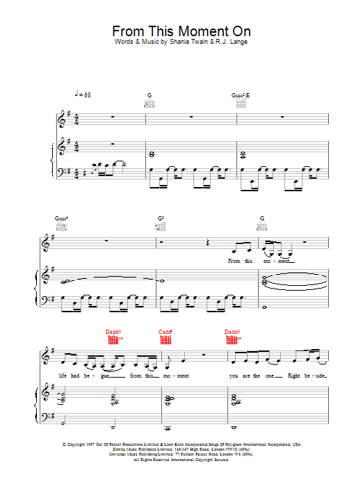 Shania Twain From This Moment On Sheet Music Notes & Chords for Piano Duet - Download or Print PDF