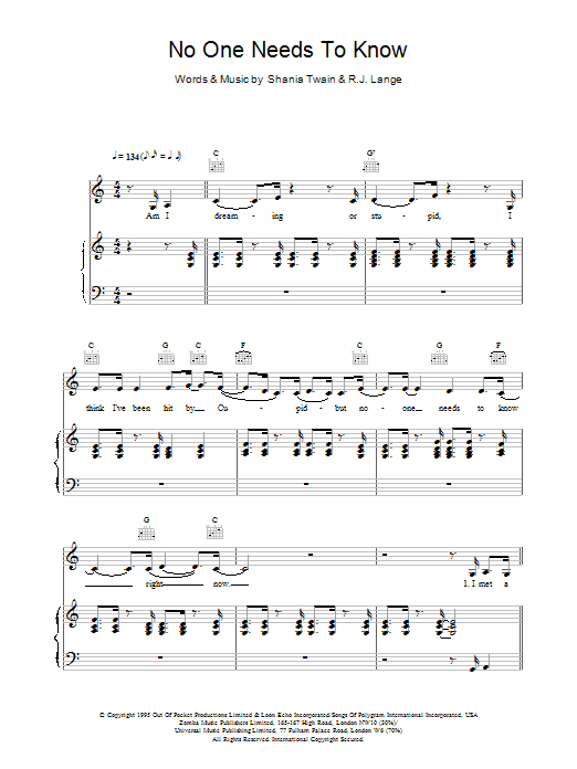 Shania Twain No One Needs To Know Sheet Music Notes & Chords for Easy Guitar Tab - Download or Print PDF