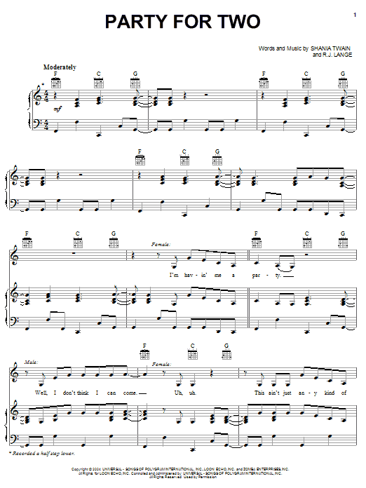 Shania Twain Party For Two Sheet Music Notes & Chords for Easy Guitar Tab - Download or Print PDF