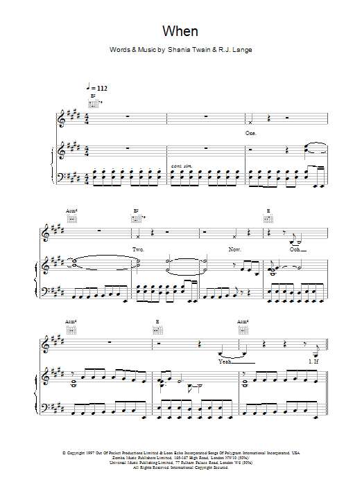 Shania Twain When sheet music notes and chords. Download Printable PDF.
