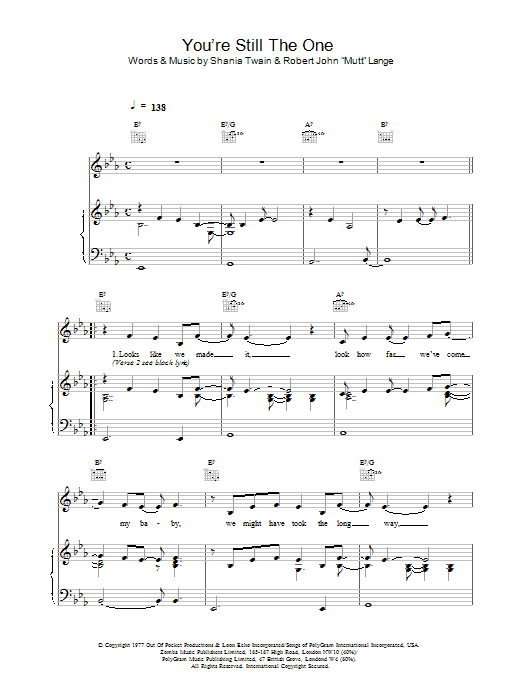 Shania Twain You're Still The One Sheet Music Notes & Chords for Easy Guitar Tab - Download or Print PDF
