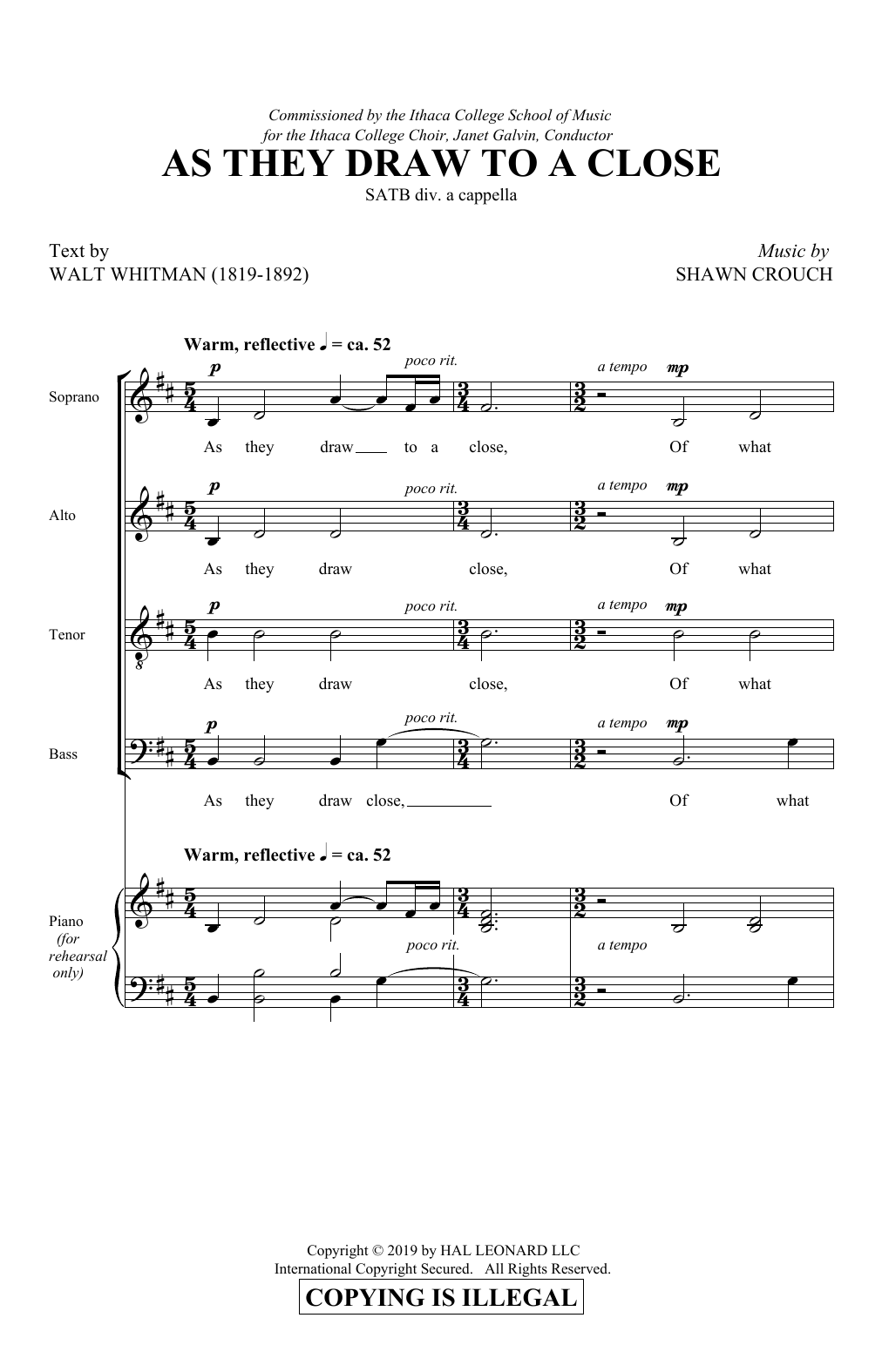 Shawn Crouch As They Draw To A Close Sheet Music Notes & Chords for SATB Choir - Download or Print PDF