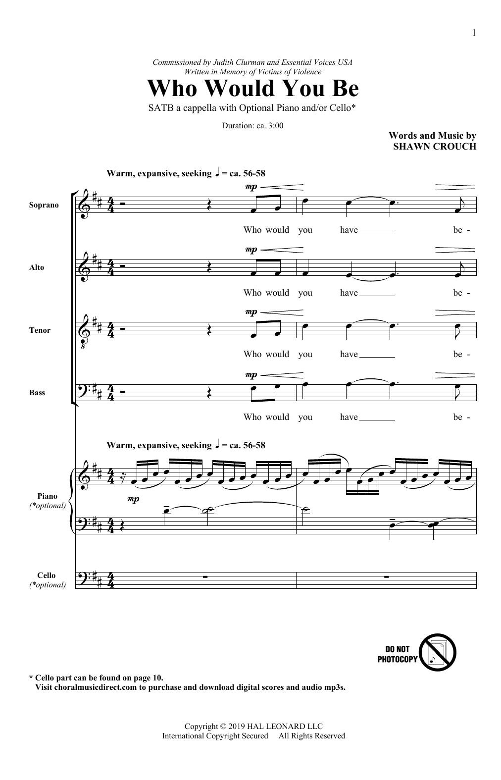 Shawn Crouch Who Would You Be? Sheet Music Notes & Chords for SATB Choir - Download or Print PDF