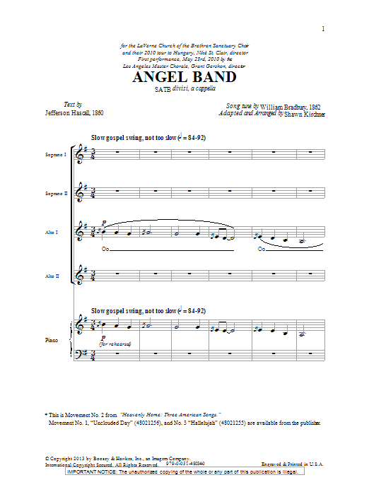 Shawn Kirchner Angel Band Sheet Music Notes & Chords for SATB - Download or Print PDF