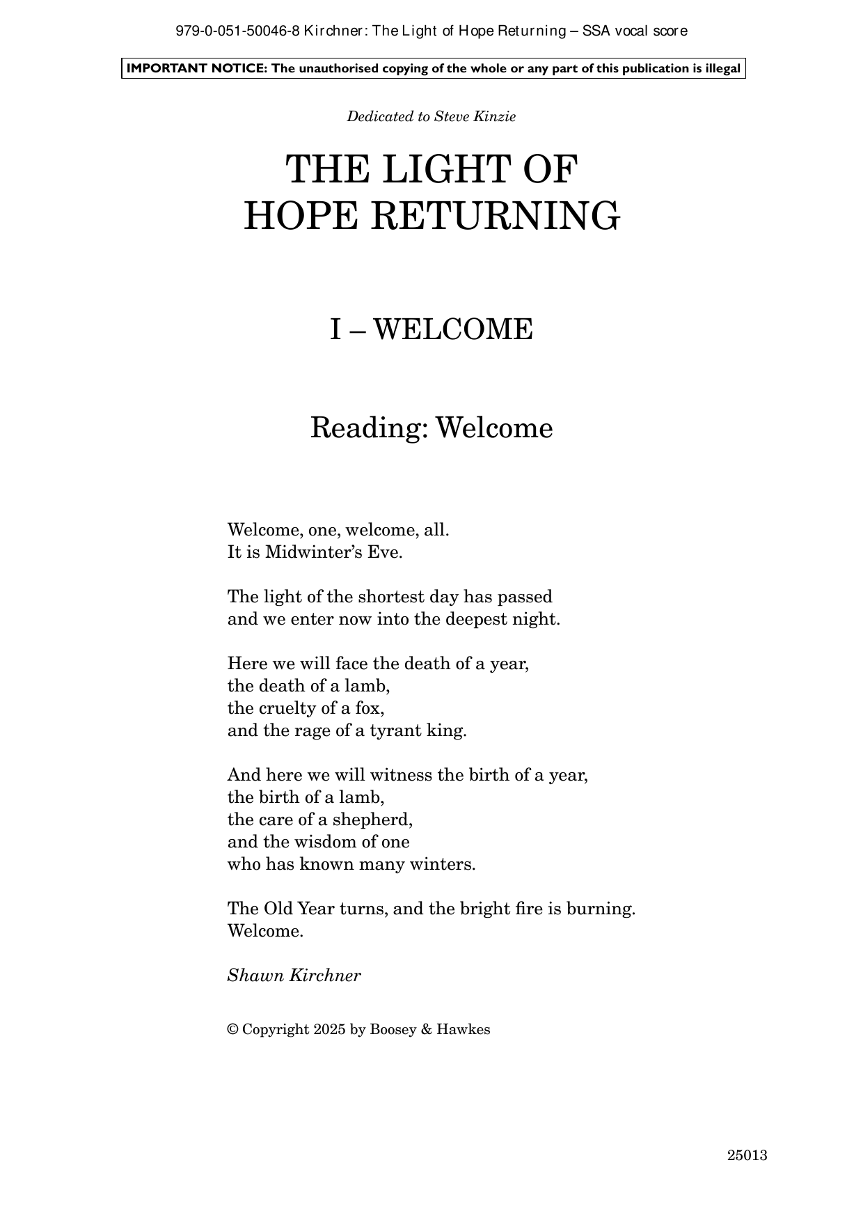 Shawn Kirchner The Light Of Hope Returning Sheet Music Notes & Chords for SSA Choir - Download or Print PDF