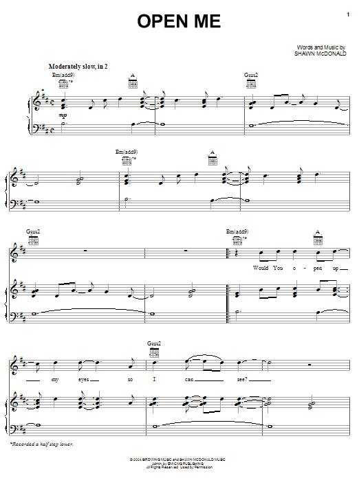 Shawn McDonald Open Me Sheet Music Notes & Chords for Piano, Vocal & Guitar (Right-Hand Melody) - Download or Print PDF Shawn McDonald Open Me Sheet Music Notes & Chords for Piano, Vocal & Guitar (Right-Hand Melody) - Download or Print PDF