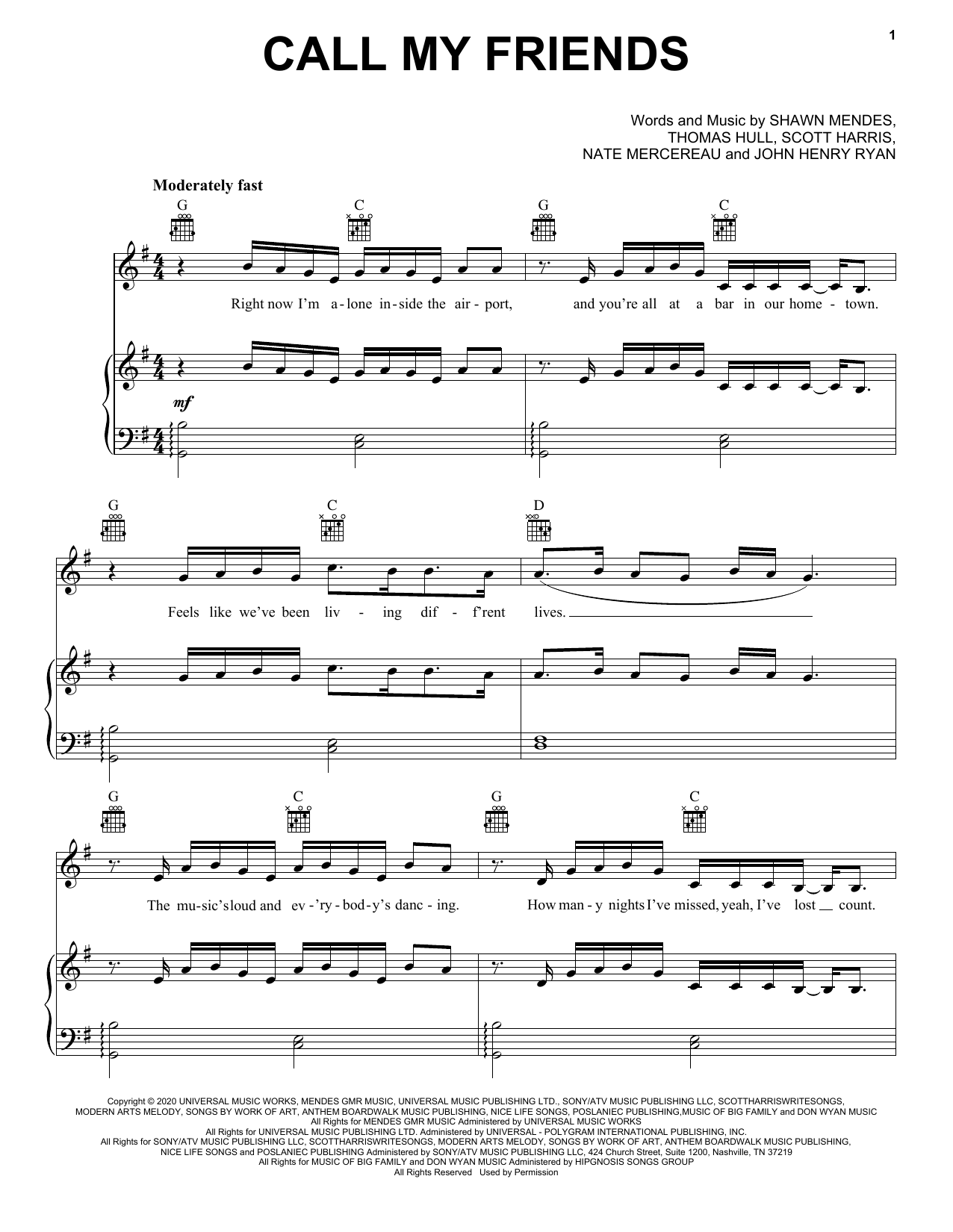Shawn Mendes Call My Friends Sheet Music Notes & Chords for Easy Piano - Download or Print PDF