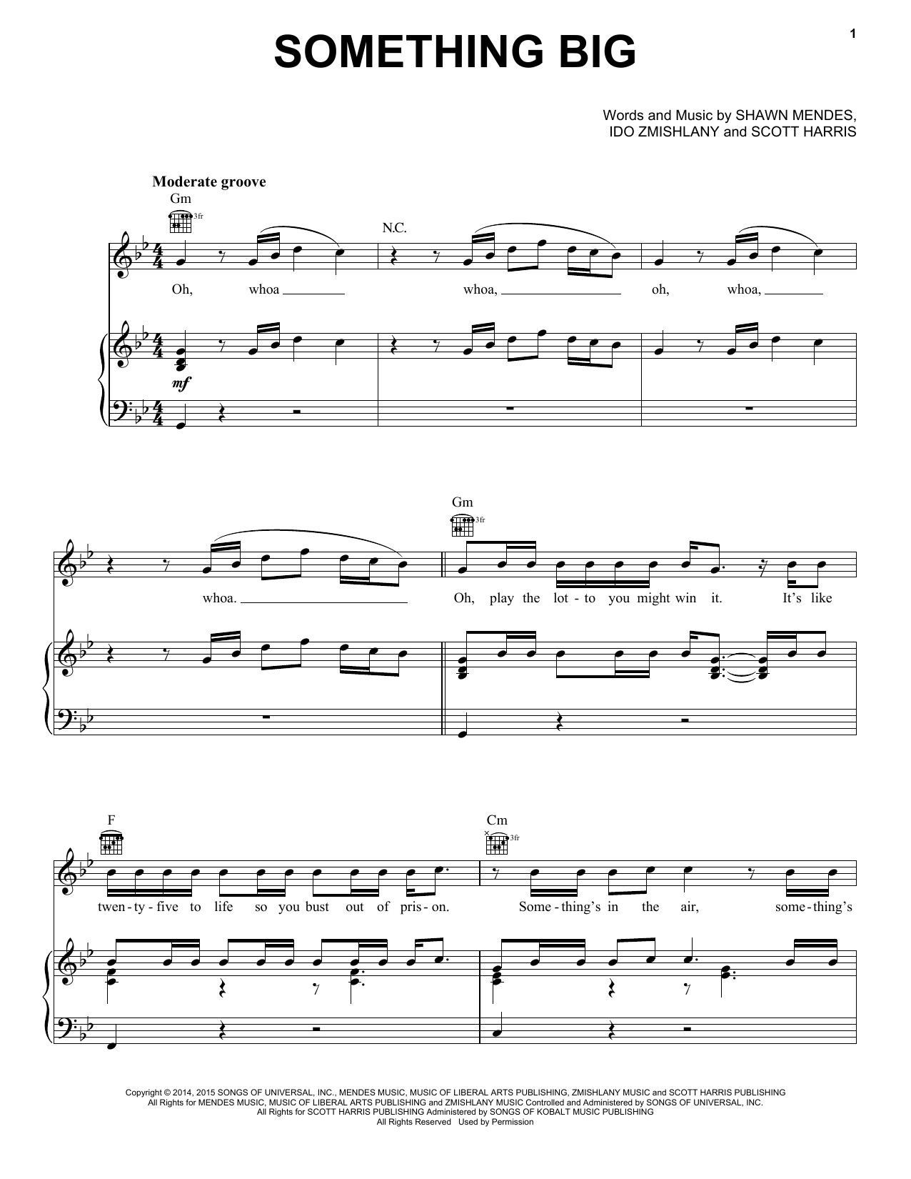 Shawn Mendes Something Big Sheet Music Notes & Chords for Piano, Vocal & Guitar (Right-Hand Melody) - Download or Print PDF