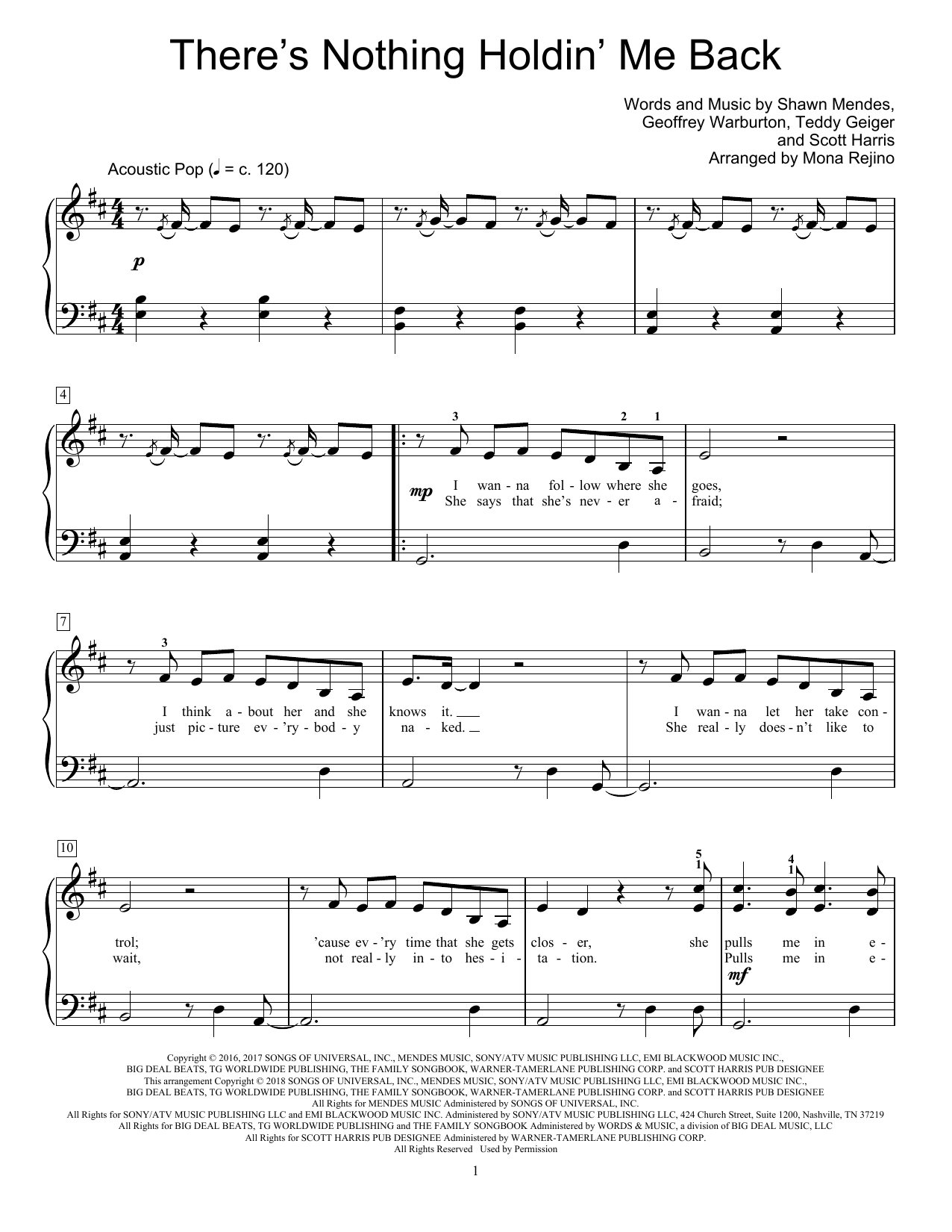 Shawn Mendes There's Nothing Holdin' Me Back (arr. Mona Rejino) Sheet Music Notes & Chords for Educational Piano - Download or Print PDF