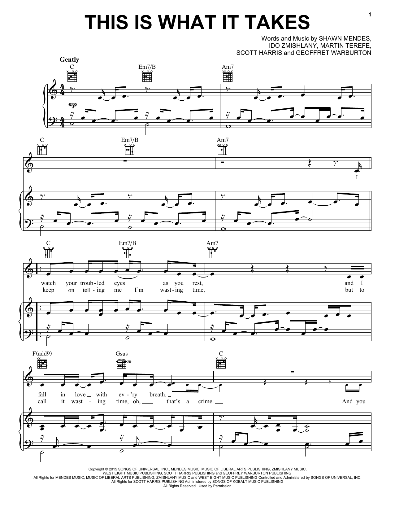 Shawn Mendes This Is What It Takes Sheet Music Notes & Chords for Piano, Vocal & Guitar (Right-Hand Melody) - Download or Print PDF