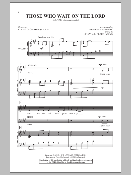 Shayla L. Blake Those Who Wait On The Lord Sheet Music Notes & Chords for SATB - Download or Print PDF