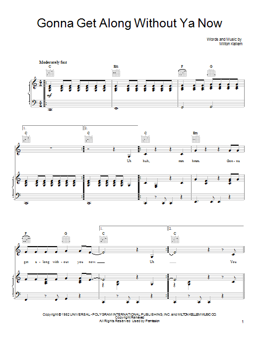 She & Him Gonna Get Along Without Ya Now Sheet Music Notes & Chords for Piano, Vocal & Guitar (Right-Hand Melody) - Download or Print PDF