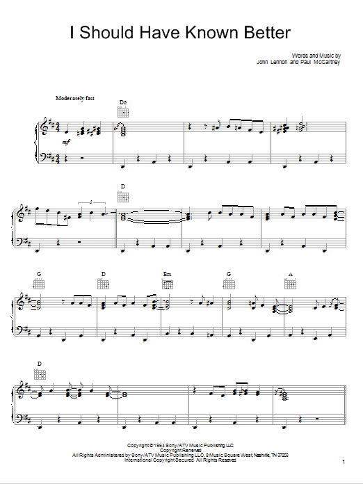 She & Him I Should Have Known Better Sheet Music Notes & Chords for Piano, Vocal & Guitar (Right-Hand Melody) - Download or Print PDF