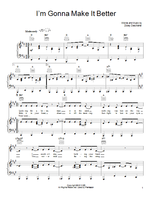 She & Him I'm Gonna Make It Better Sheet Music Notes & Chords for Piano, Vocal & Guitar (Right-Hand Melody) - Download or Print PDF