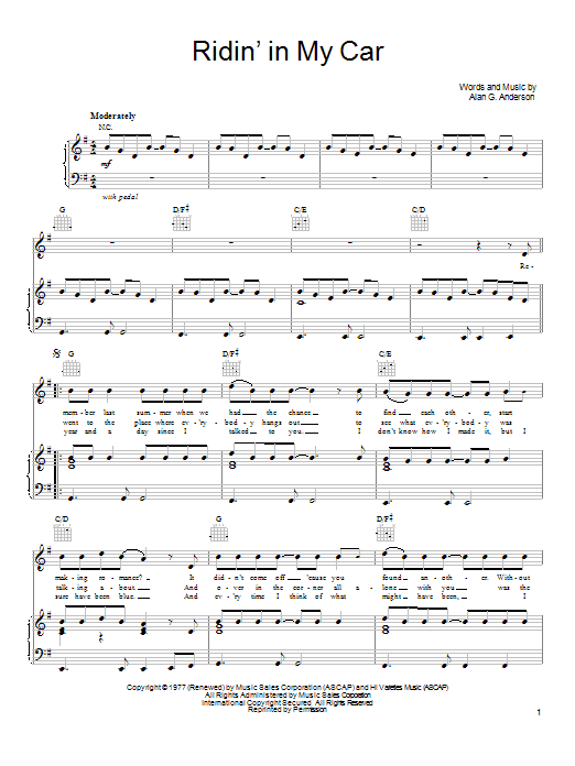 She & Him Ridin' In My Car Sheet Music Notes & Chords for Piano, Vocal & Guitar (Right-Hand Melody) - Download or Print PDF