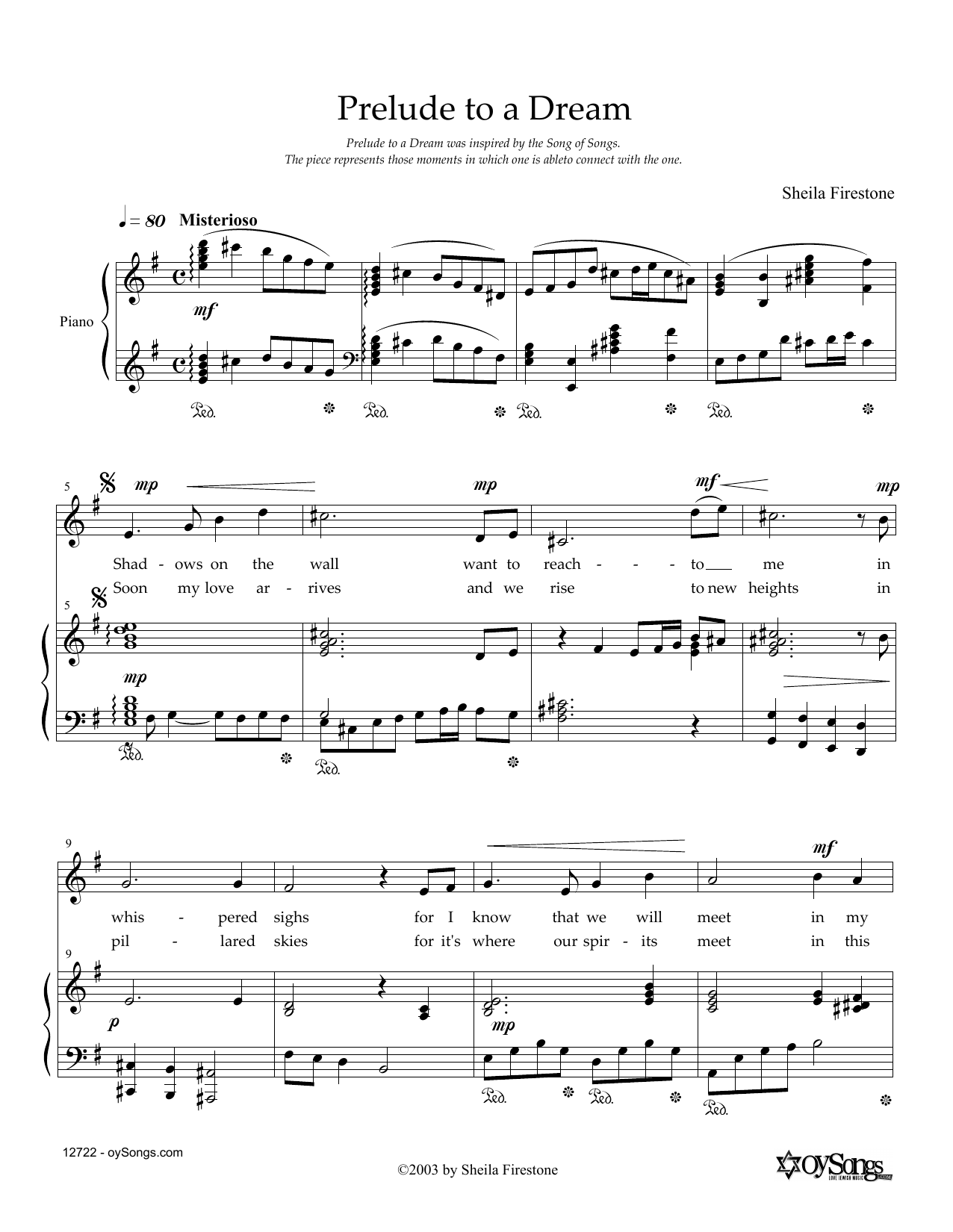 Sheila Firestone Prelude To A Dream Sheet Music Notes & Chords for Piano & Vocal - Download or Print PDF