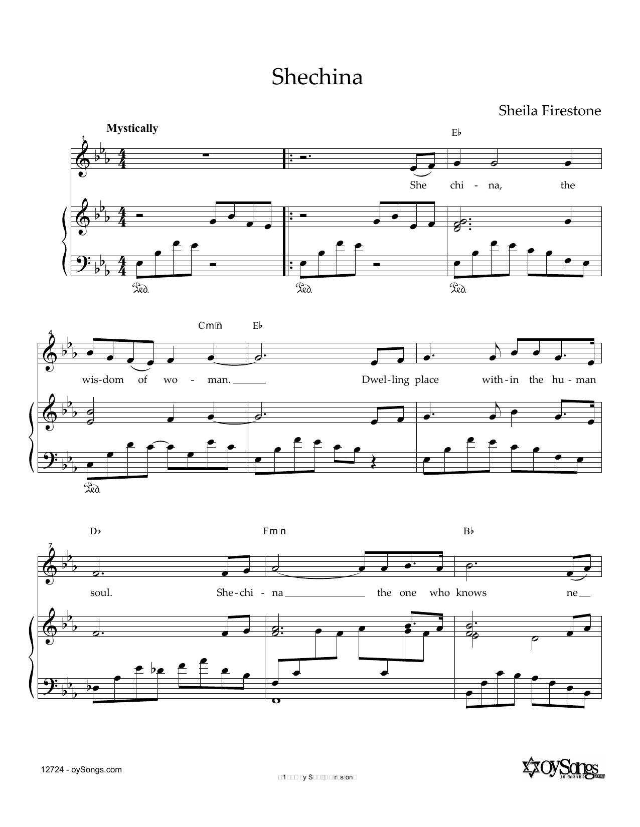 Sheila Firestone Shechina Sheet Music Notes & Chords for Piano & Vocal - Download or Print PDF