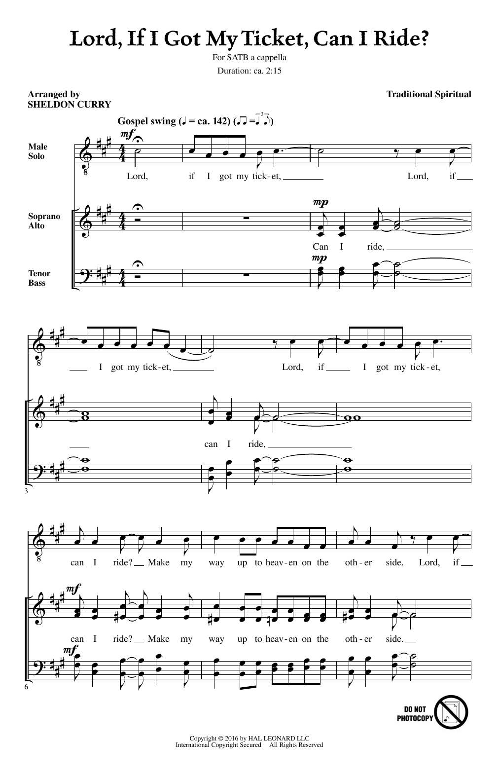 Sheldon Curry Lord, If I Got My Ticket, Can I Ride? Sheet Music Notes & Chords for SATB - Download or Print PDF