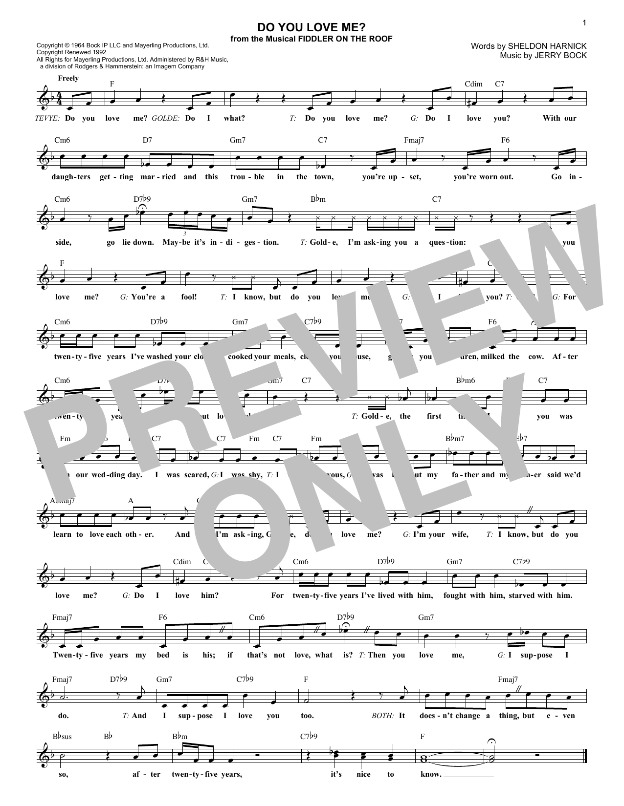 Sheldon Harnick Do You Love Me? Sheet Music Notes & Chords for Vocal Duet - Download or Print PDF