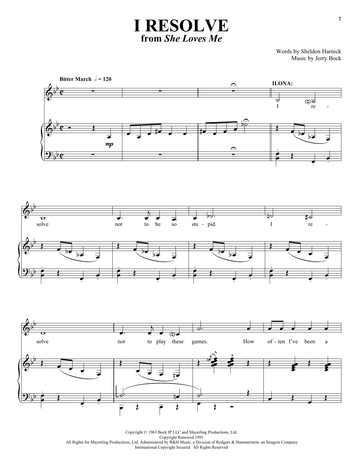 Sheldon Harnick I Resolve Sheet Music Notes & Chords for Piano & Vocal - Download or Print PDF