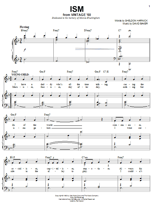 Sheldon Harnick Ism Sheet Music Notes & Chords for Piano, Vocal & Guitar (Right-Hand Melody) - Download or Print PDF