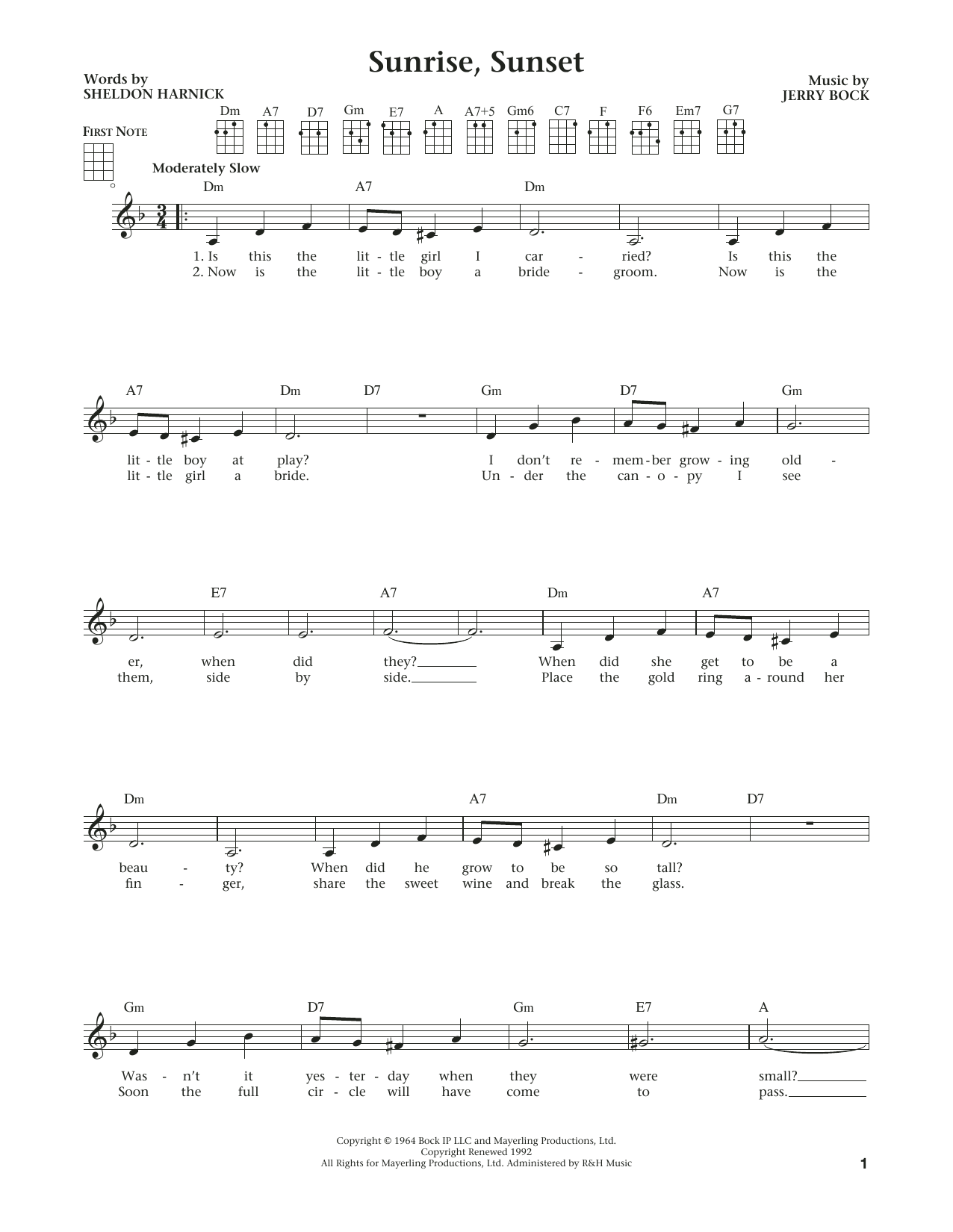 Sheldon Harnick Sunrise, Sunset (from The Daily Ukulele) (arr. Liz and Jim Beloff) Sheet Music Notes & Chords for Ukulele - Download or Print PDF
