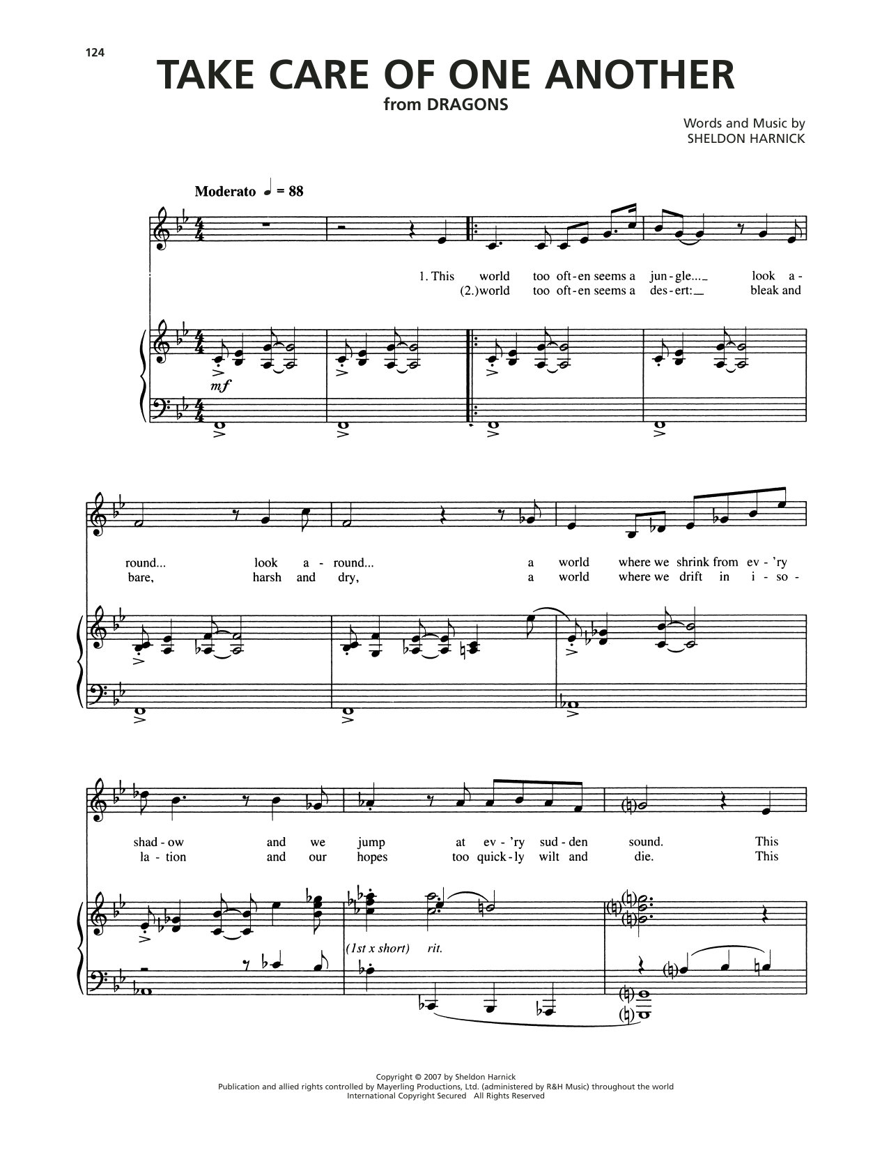 Sheldon Harnick Take Care Of One Another Sheet Music Notes & Chords for Piano, Vocal & Guitar Chords (Right-Hand Melody) - Download or Print PDF Sheldon Harnick Take Care Of One Another Sheet Music Notes & Chords for Piano, Vocal & Guitar Chords (Right-Hand Melody) - Download or Print PDF