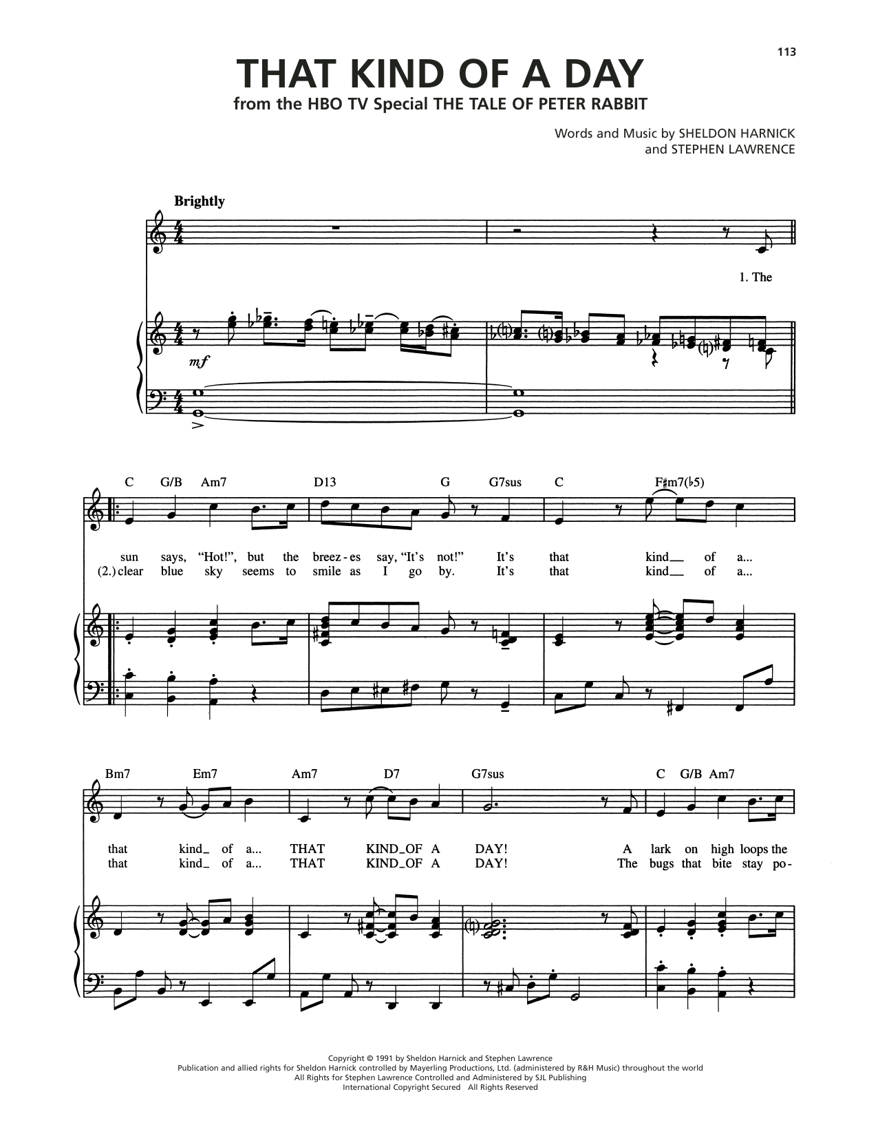 Sheldon Harnick That Kind Of A Day (from She Loves Me) Sheet Music Notes & Chords for Piano, Vocal & Guitar Chords (Right-Hand Melody) - Download or Print PDF