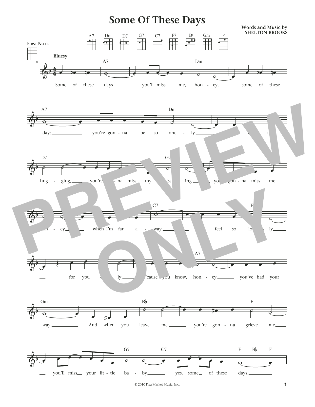 Shelton Brooks Some Of These Days (from The Daily Ukulele) (arr. Liz and Jim Beloff) Sheet Music Notes & Chords for Ukulele - Download or Print PDF