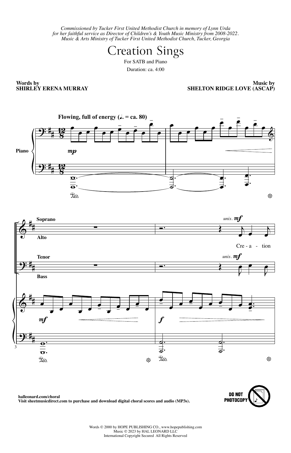Shelton Ridge Love Creation Sings Sheet Music Notes & Chords for SATB Choir - Download or Print PDF