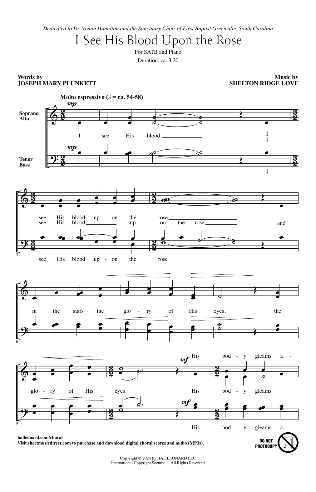 Shelton Ridge Love I See His Blood Upon The Rose Sheet Music Notes & Chords for SATB Choir - Download or Print PDF