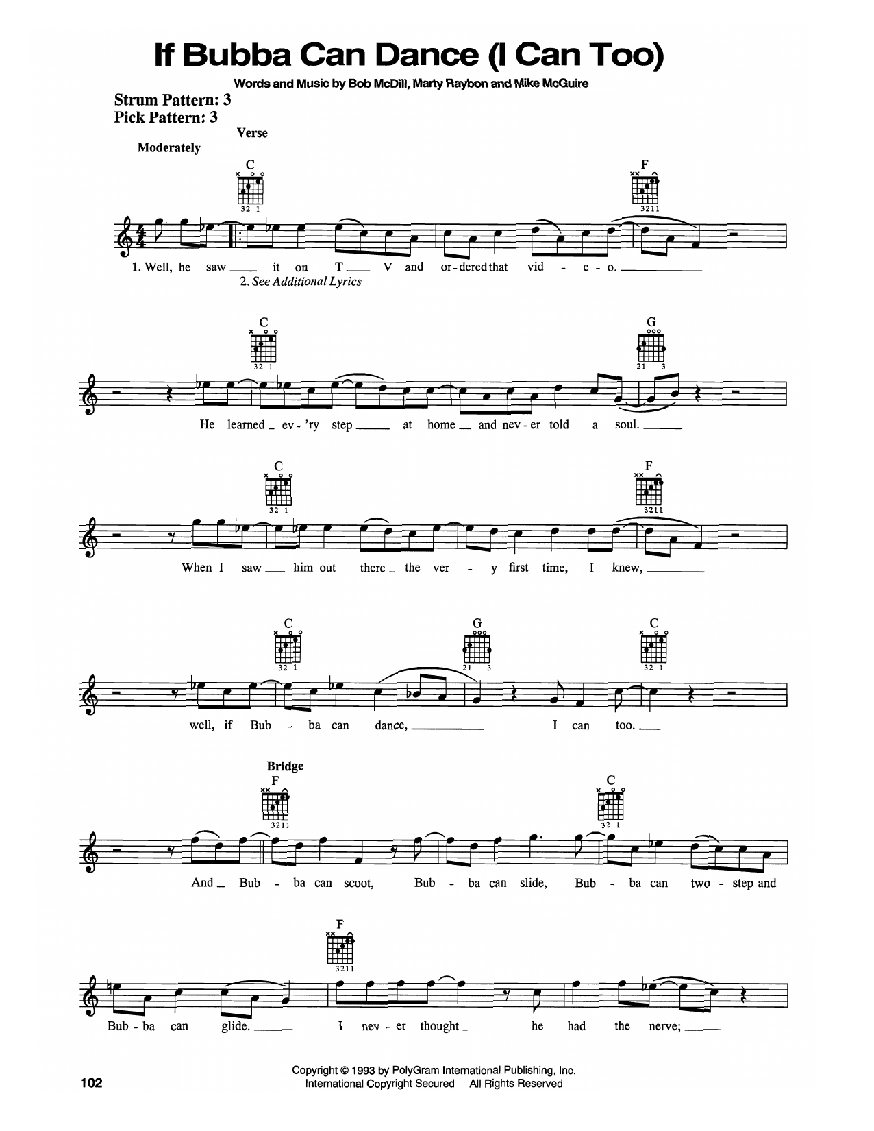 Shenandoah If Bubba Can Dance (I Can Too) Sheet Music Notes & Chords for Easy Guitar - Download or Print PDF
